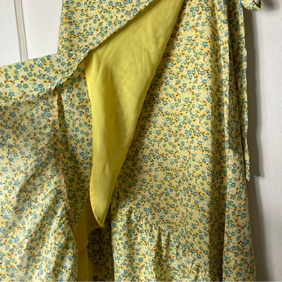 Lulu's believe in me yellow floral print wrap midi skirt womens XS - Picture 5 of 8